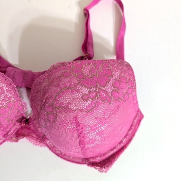 Like New Victoria's Secret Dream Angels Push-Up Lace Pink Bra 36C - Picture 3 of 6